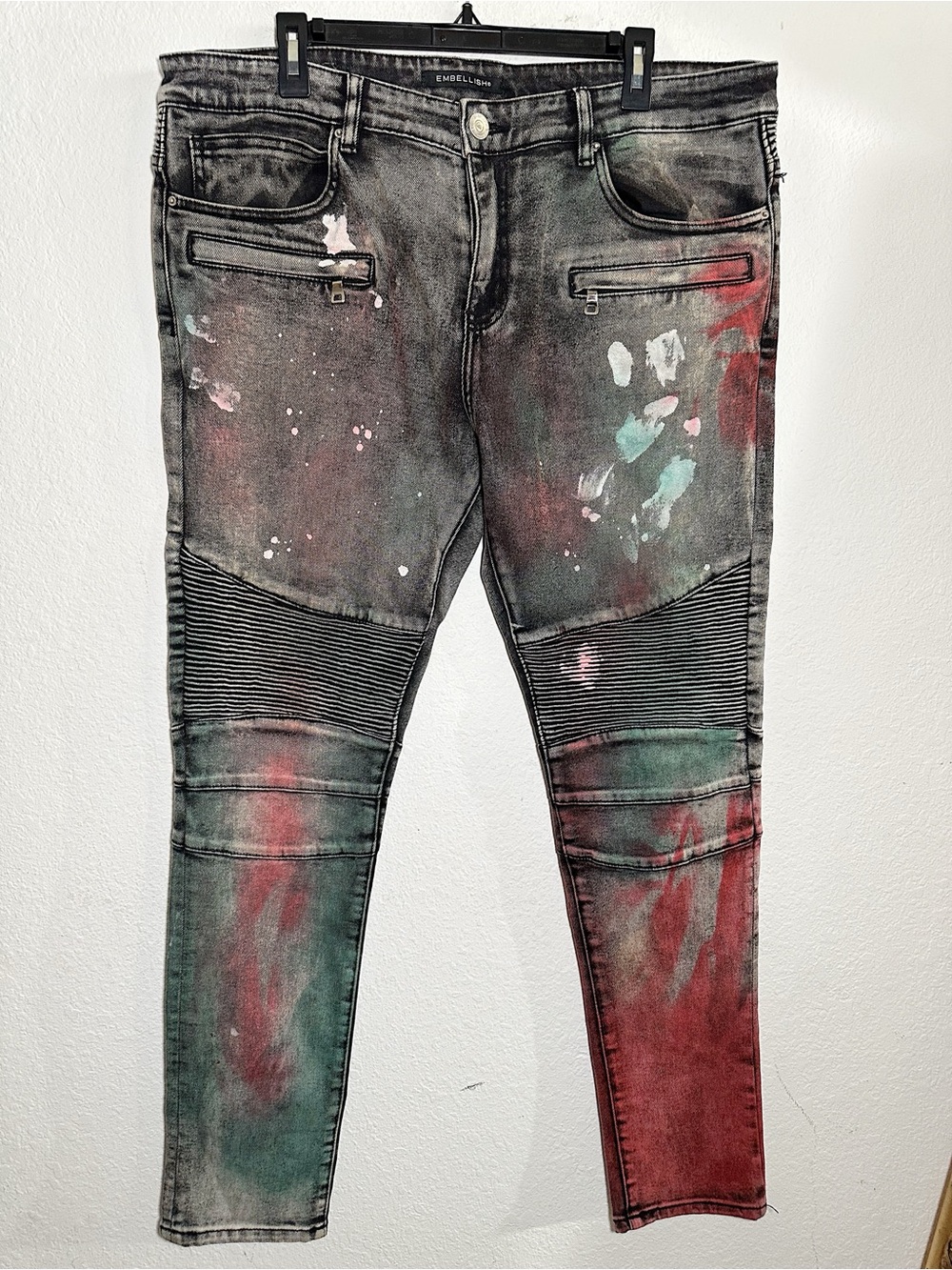 Embellish Men's Moto Spray Paint Skinny Jeans Size 38 - 32" Inseam